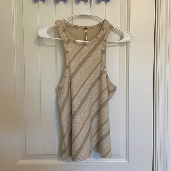 EUC | Free People women’s striped high neck cut tank top — small‎ - Picture 1 of 6